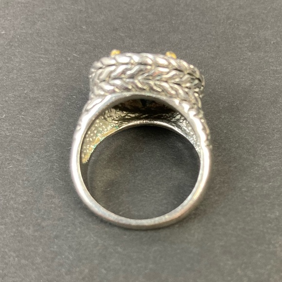 Silver-tone ring with black faceted crystal Sz 6.5 - Picture 7 of 9